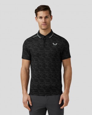 Castore Golf Printed Tech Polo μαυρα | 935QALXHS