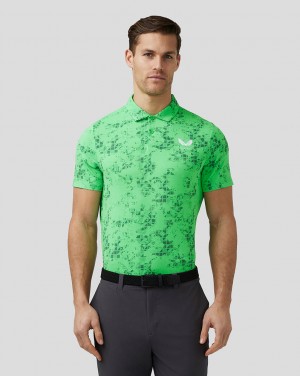 Castore Golf Short Sleeve Geo Printed Polo Lime | 538LAEZDY