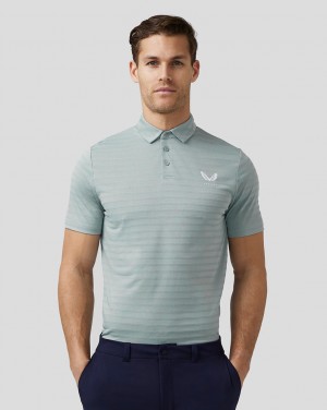 Castore Golf Textured Pique Stripe Polo μπλε | 615LCUKDB