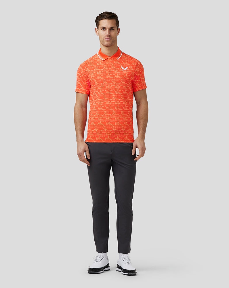 Castore Golf Printed Tech Polo βαθυ πορτοκαλι | 731ZHYFOI