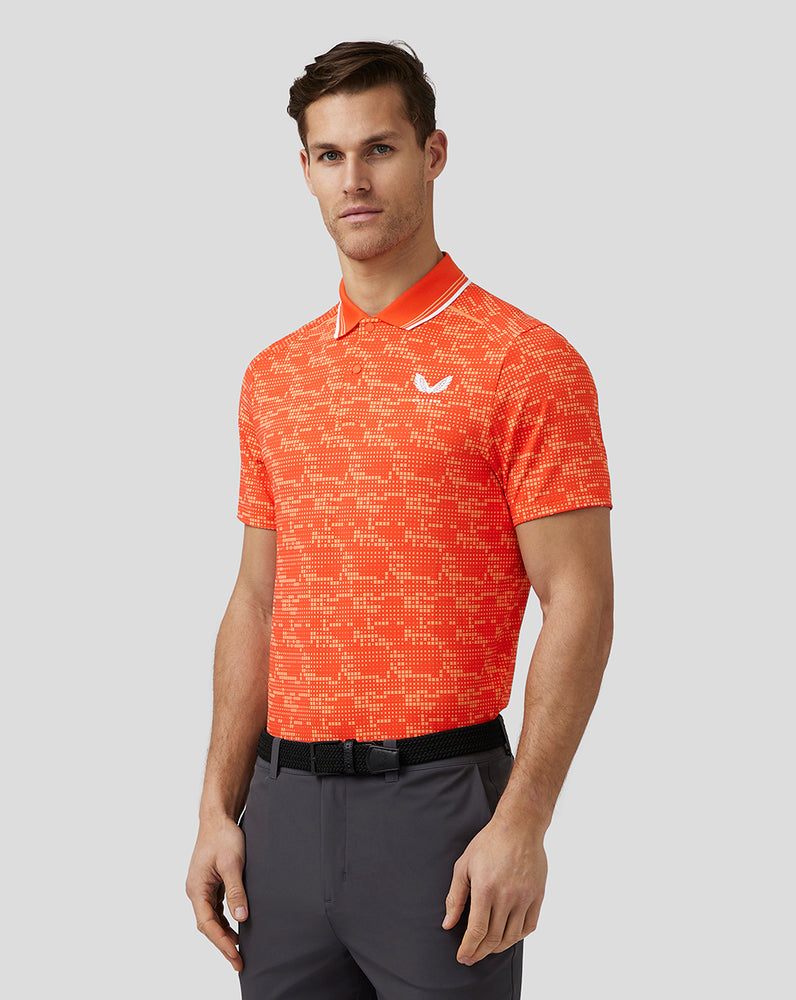 Castore Golf Printed Tech Polo βαθυ πορτοκαλι | 731ZHYFOI