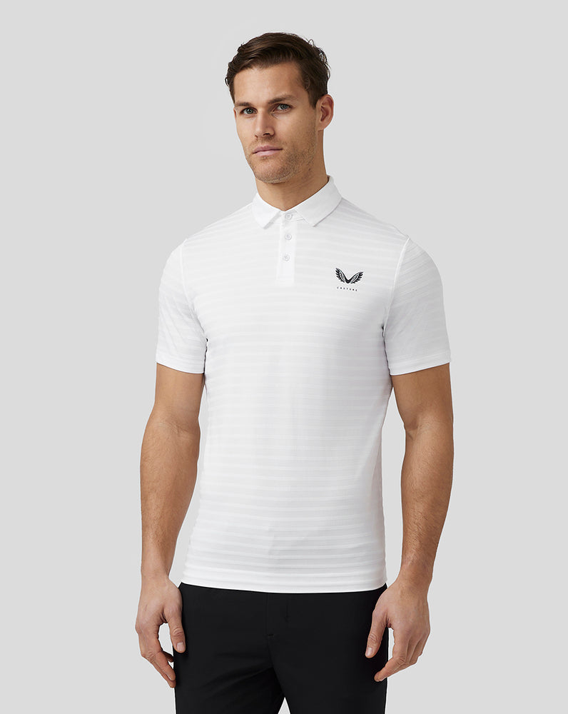 Castore Golf Textured Pique Stripe Polo ασπρα | 261OLGANZ